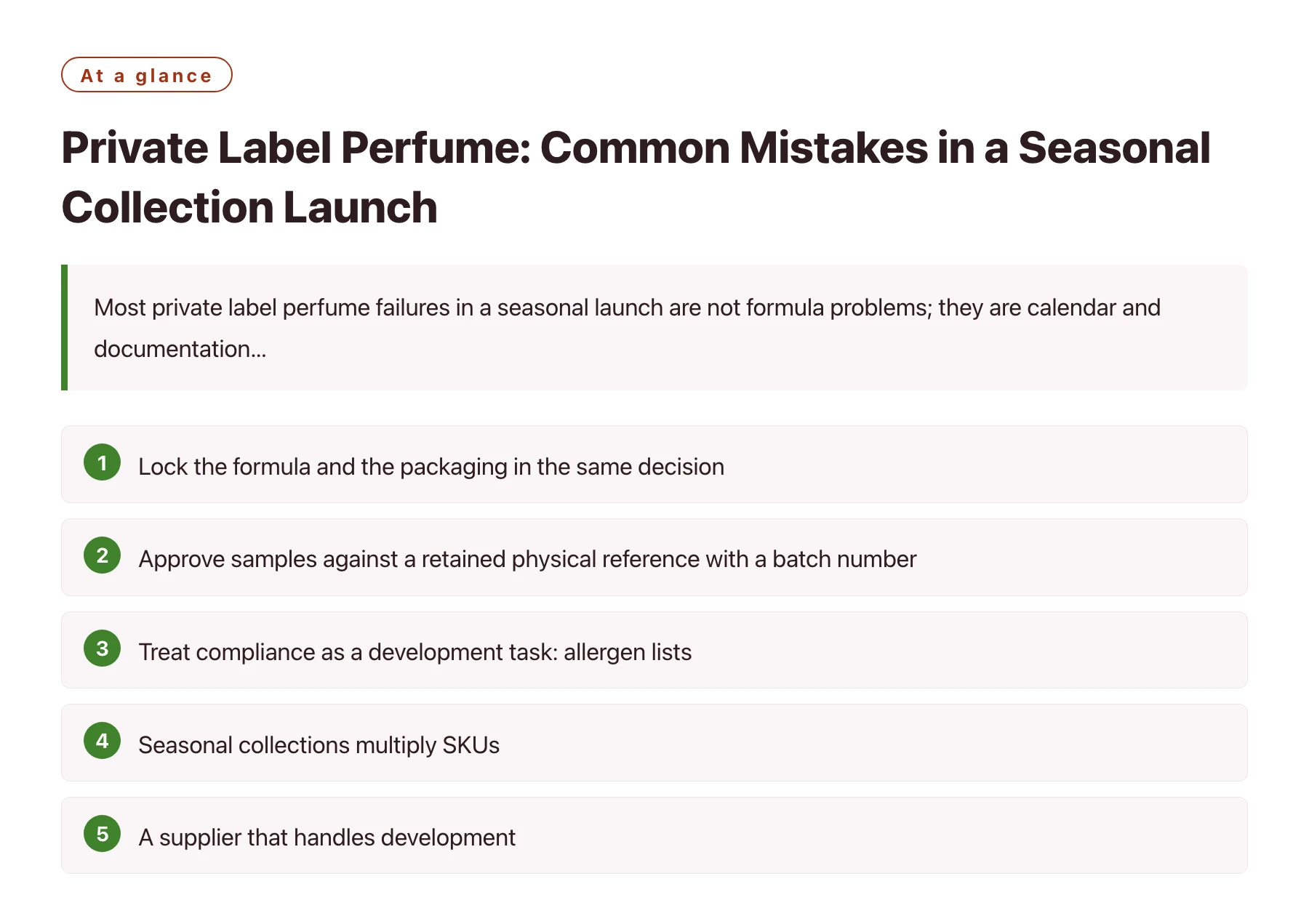 Private Label Perfume: Common Mistakes in a Seasonal Collection Launch——全文要点速览
