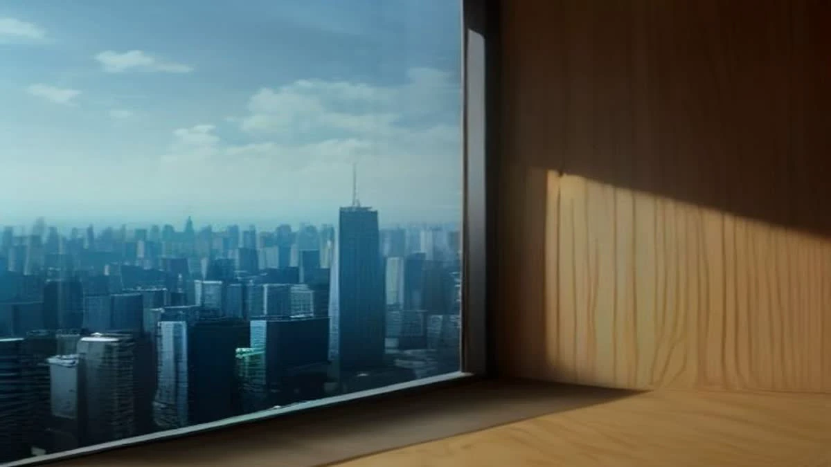 over-the-shoulder view of a panoramic city skyline seen through an office window, subtle blue tones — illustrative photograph for this article